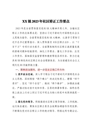 XX镇2023年社区矫正工作要点