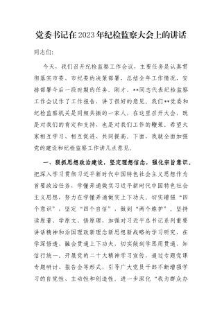 党委书记在2023年纪检监察大会上的讲话
