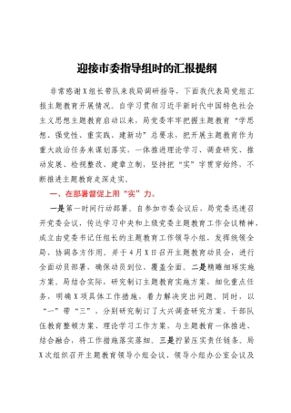 迎接市委指导组时的汇报提纲