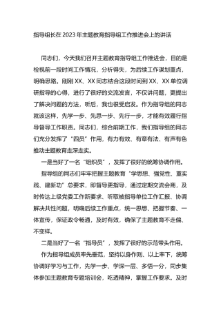 指导组长在2023年主题教育指导组工作推进会上的讲话