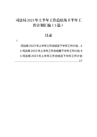 司法局2023年上半年工作总结及下半年工作计划汇编（3篇）