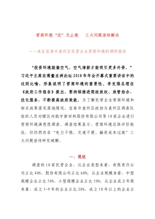 民营企业营商环境的调研报告