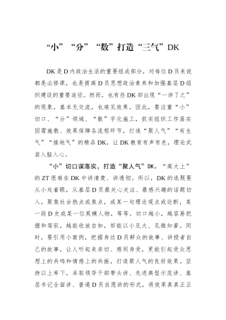 “小”“分”“数”打造“三气”党K