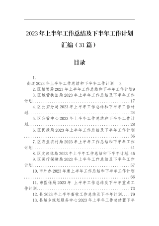 2023年上半年工作总结及下半年工作计划汇编（31篇）