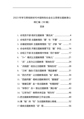 2023年学习贯彻新时代中国特色社会主义思想主题教育心得汇编（50篇）