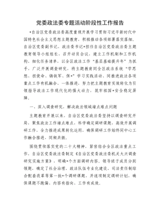 党委政法委专题活动阶段性工作报告