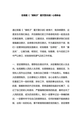 在观看《“煤耗子”覆灭警示录》心得体会