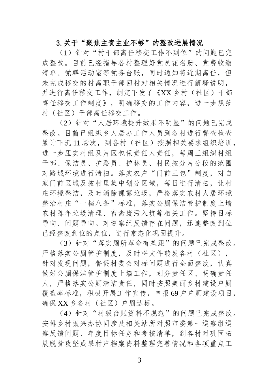 中共乡委员会巡察整改进展情况通报_第3页