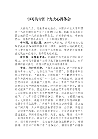 学习共青团十九大心得体会