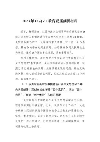 2023年党内主题教育查摆剖析材料