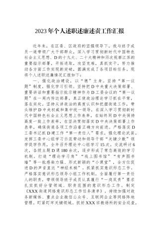 2023年个人述职述廉述责工作汇报