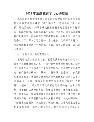 2023年主题教育学习心得感悟