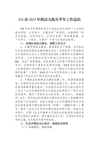 XX市2023年执法大练兵半年工作总结