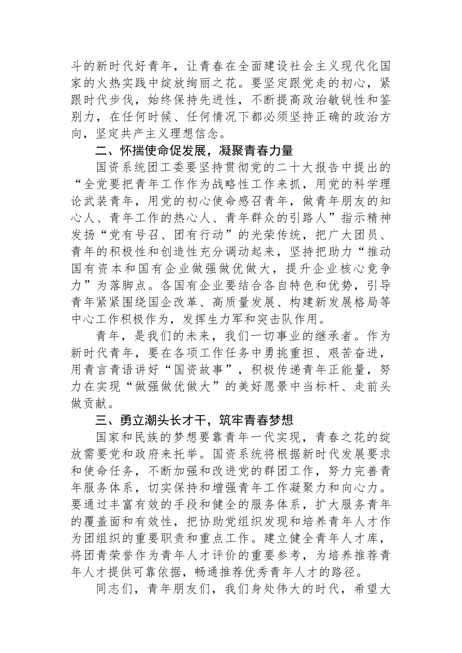 国资办党委书记在国资系统团工委成立大会上的讲话_第2页