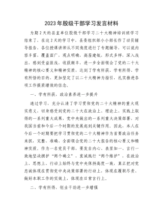 2023年股级干部学习发言材料