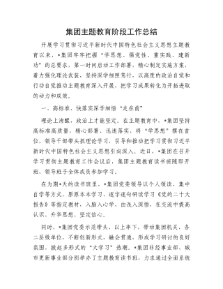 集团主题教育阶段工作总结