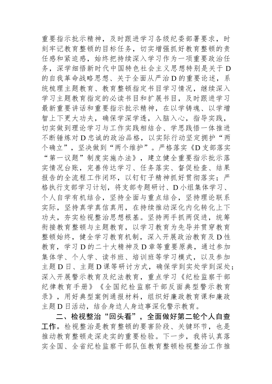 纪检监察干部传达学习贯彻教育整顿检视整治工作推进会精神发言材料_第2页