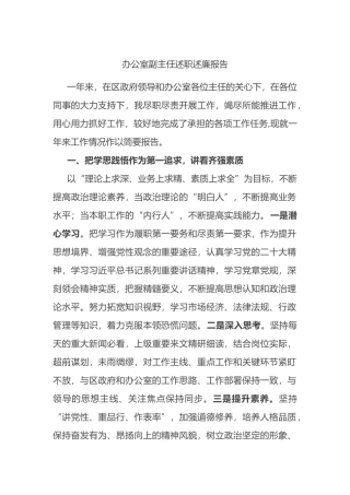 办公室副主任述职述廉报告