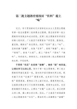 第二批主题教育要找好“佐料”提上“味”