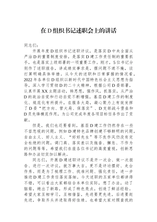 在党组织书记述职会上的讲话