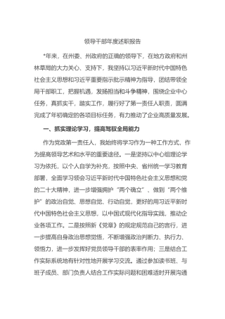 领导干部2023年度个人述职报告