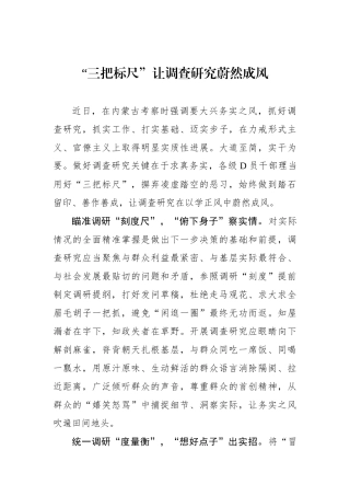 “三把标尺”让调查研究蔚然成风