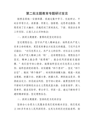 第二批主题教育专题研讨发言