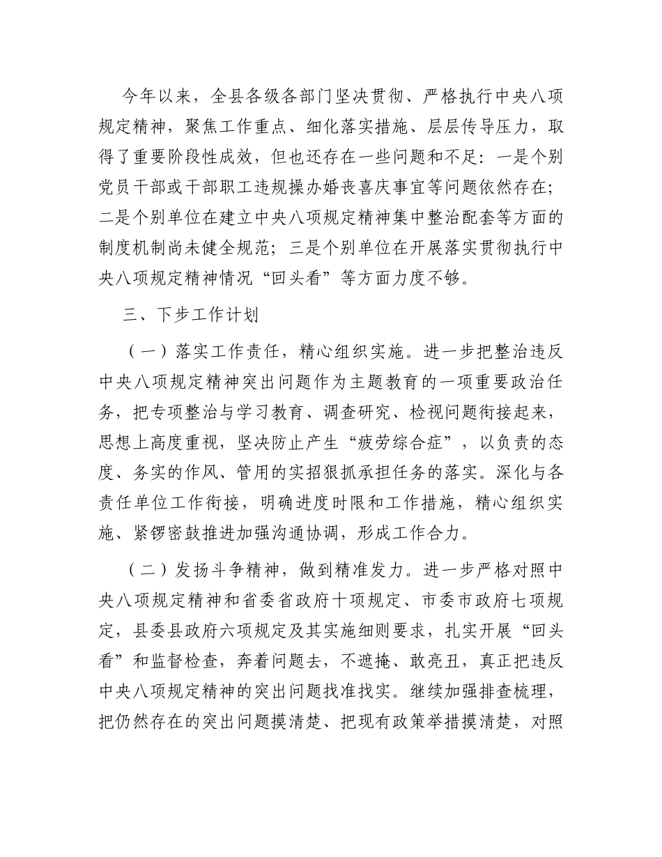 关于违反中央八项规定精神突出问题整治工作开展情况的汇报_第3页