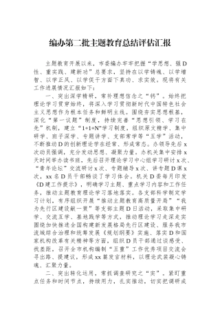 编办第二批主题教育总结评估汇报