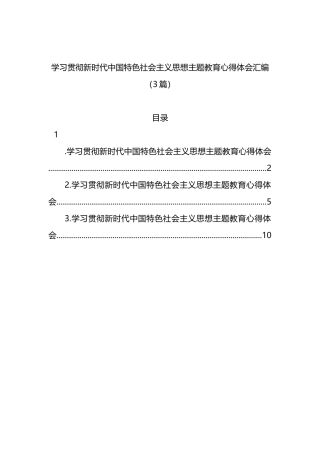 学习贯彻新时代中国特色社会主义思想主题教育心得体会汇编（3篇）