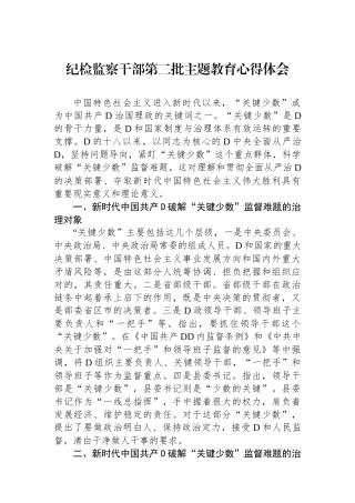 纪检监察干部第二批主题教育心得体会