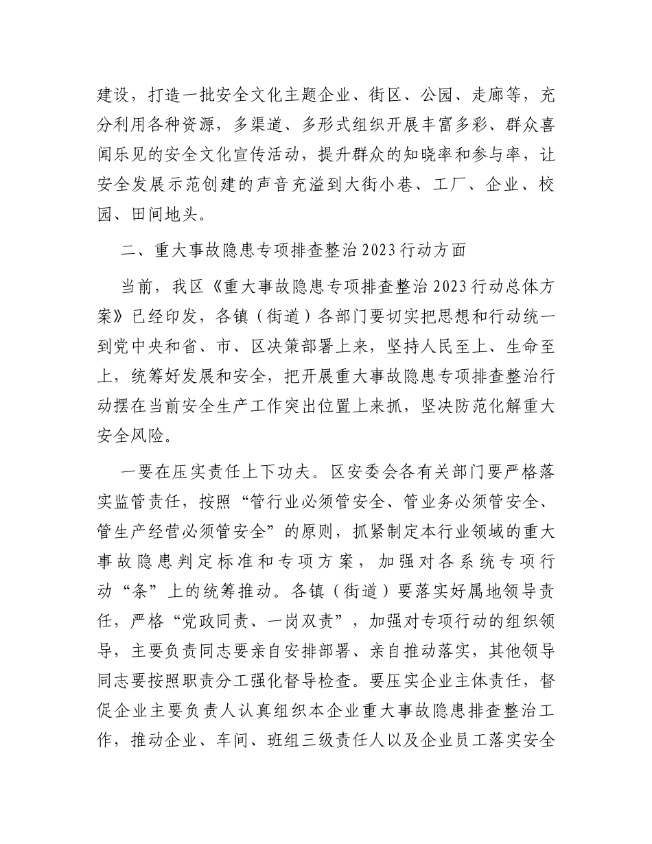 在全区安全发展示范城市和重大事故2023行动重点工作推进会上的发言_第3页
