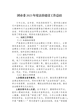 团市委2023年度法治建设工作总结
