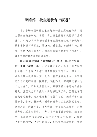 调准第二批主题教育“频道”