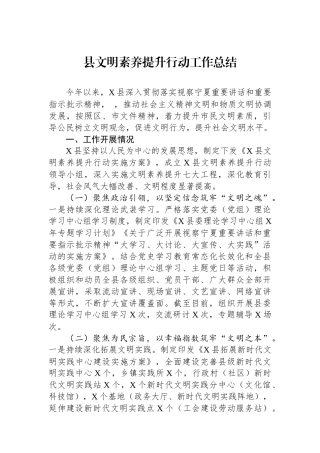 县文明素养提升行动工作总结