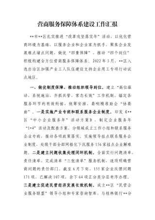 营商服务保障体系建设工作汇报