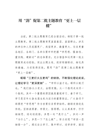用“劲”促第二批主题教育“更上一层楼”