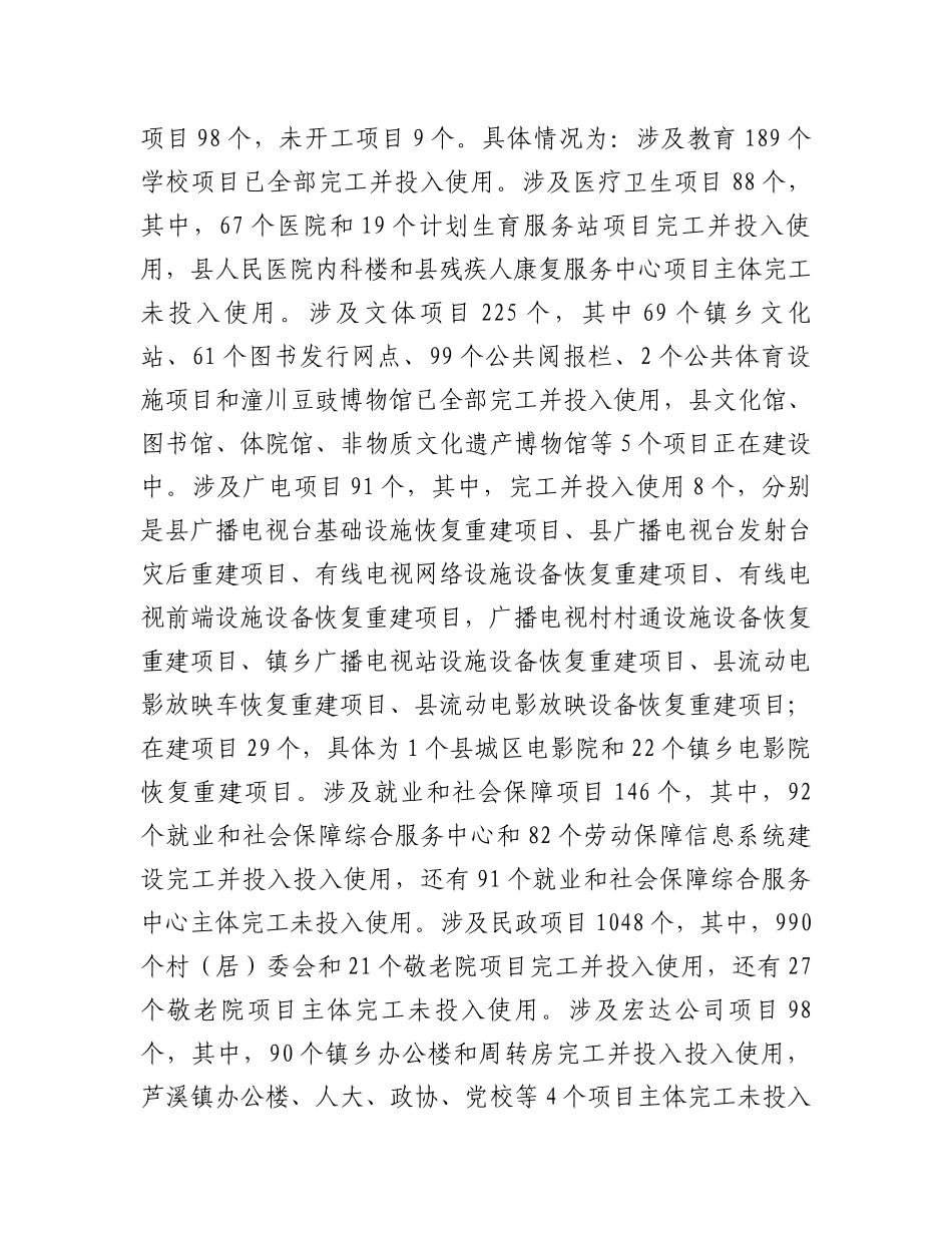 关于灾后重建公共服务设施运行管理情况的调研报告_第2页