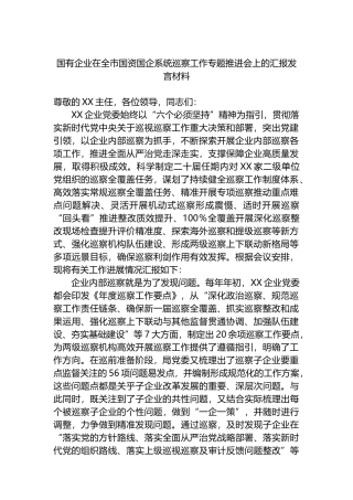 国有企业在全市国资国企系统巡察工作专题推进会上的汇报发言材料