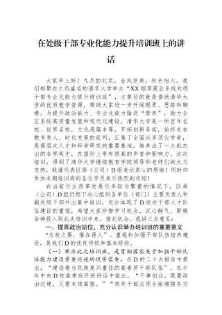 在处级干部专业化能力提升培训班上的讲话
