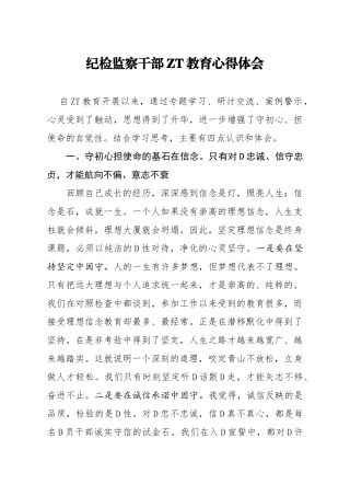 纪检监察干部主题教育心得体会