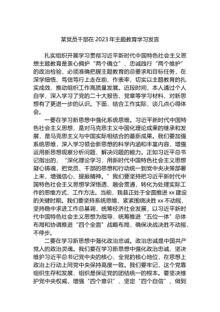 某党员干部在2023年学习发言