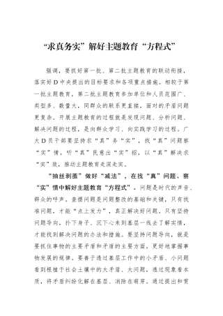 “求真务实”解好主题教育“方程式”