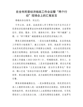 在全市民营经济统战工作会议暨
