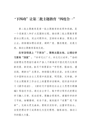 “下四功”让第二批主题教育“四度合一”