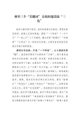 抓牢三个“关键词” 让组织建设添“三色”