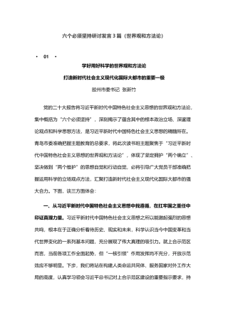六个必须坚持研讨发言3篇