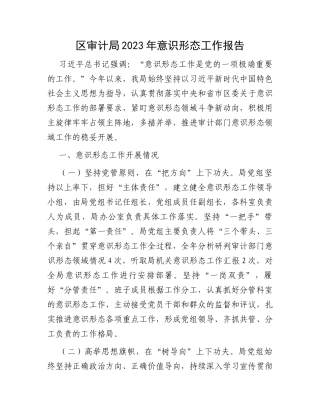 区审计局2023年意识形态工作报告