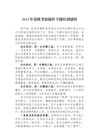 2023年苏陕考察协作专题培训感悟