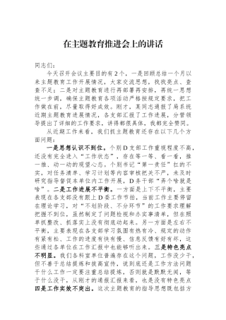 2023年在主题教育推进会上的讲话